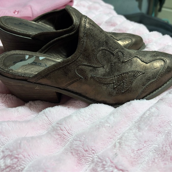 gomoX Western Mule Heels Brown Faux Leather Cowboy Slip On Size 7 - Picture 2 of 9